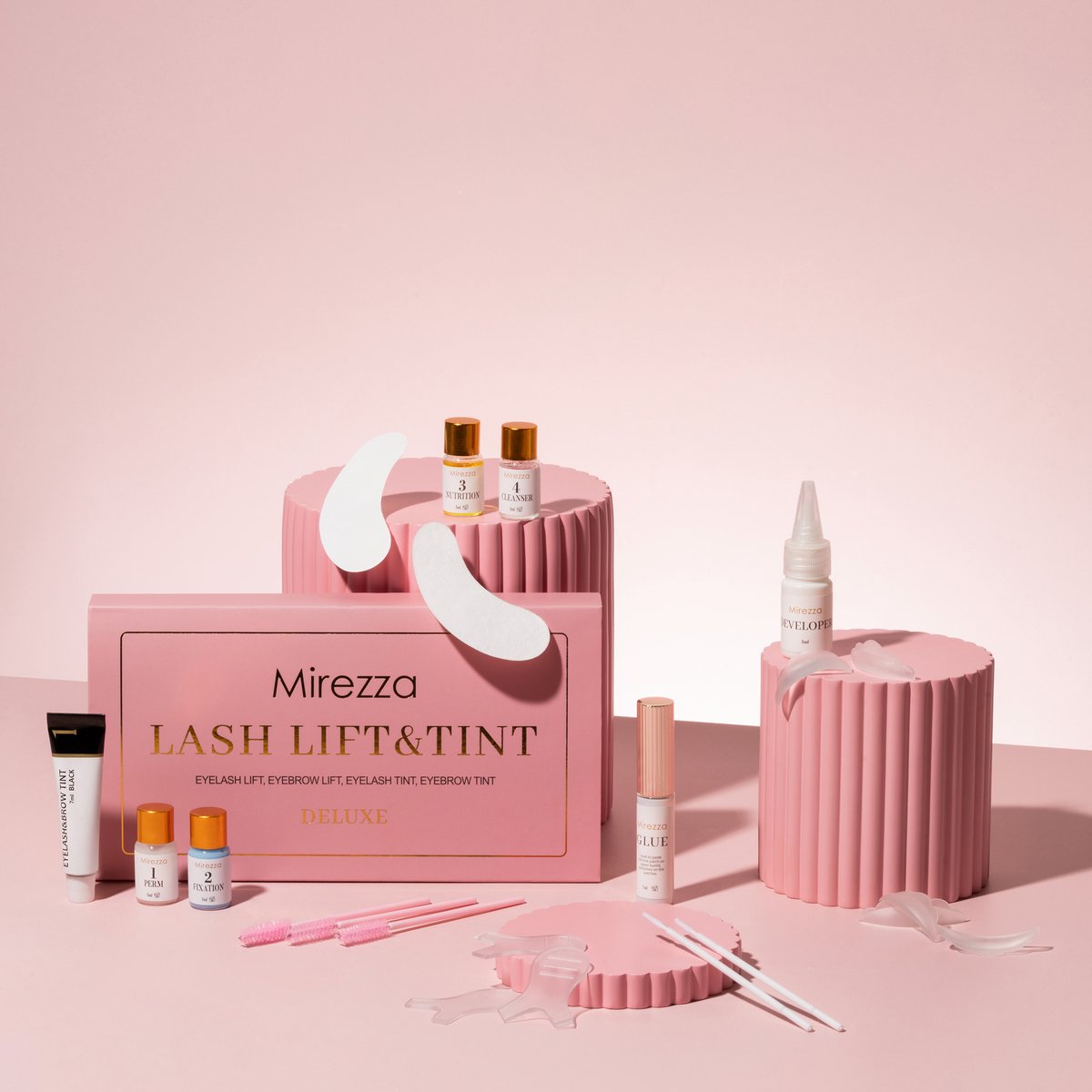Mirezza Professionele Lash Lift Kit - Inclusief Zwarte Wimperverf - Inclusief Brow Lamination Kit - Lash Lift Set - Lash Lifting - Wimperlifting Set - Brow Lift Kit - Wenkbrauw Lift - Wimperserum - Vegan - Cruelty Free
