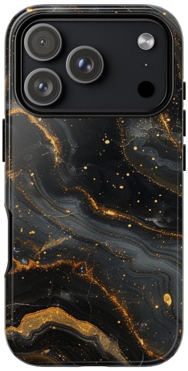 Zwart-Gouden Marmer Abstract Patroon – Telefoonhoesje Geschikt voor iPhone 17 Pro