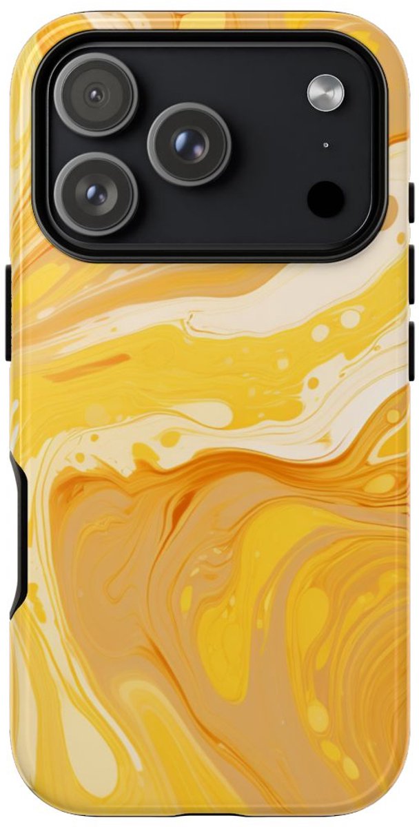 Gouden Gele Abstracte Krullen – Telefoonhoesje Geschikt voor iPhone 17 Pro