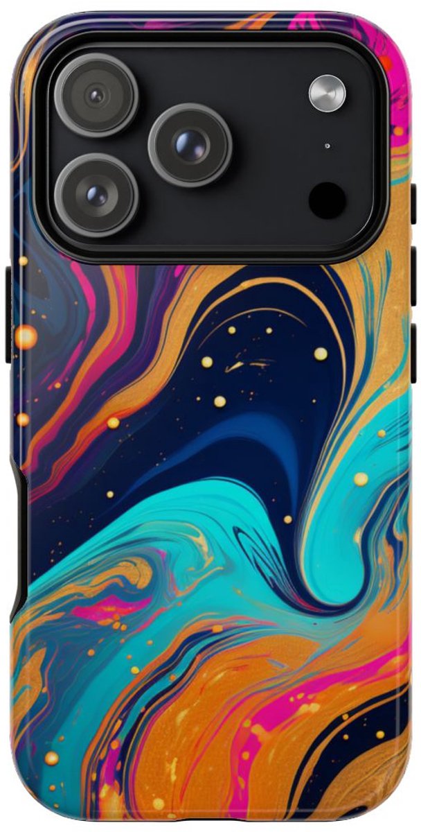Psychedelisch Neon Marmer Abstract – Telefoonhoesje Geschikt voor iPhone 17 Pro