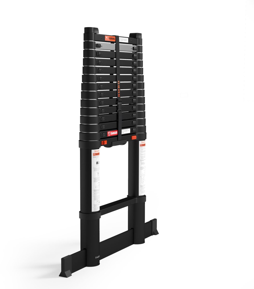 RMBO Telescopische Ladder - Telescoopladder - 4.40m lang, Compact en Draagbaar met Soft Closing Systeem, Geschikt voor Particulier en Professioneel Gebruik, Telescopische Vouwladder, Max. Belasting 150 kg, EN 131.6 – foto 6