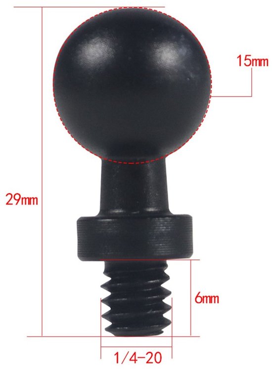 FEICHAO 20mm/17mm/15mm/13mm tot 1/4 Schroef/Gat Ball Head Mount Adapter voor Action Camera Fotografie Accessoires (15mm tot 1/4 Schroef