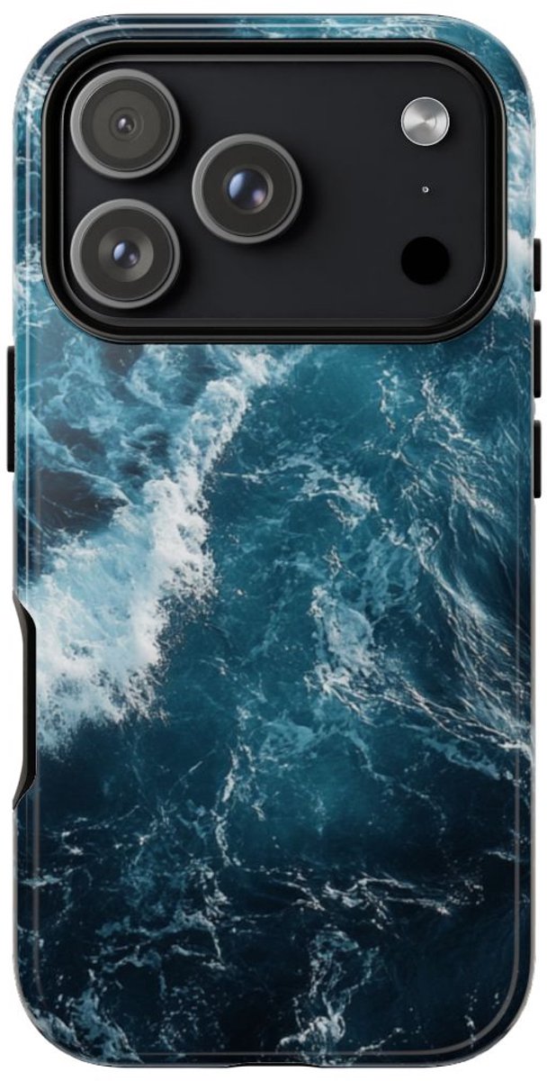 Oceaangolven in Diepblauw – Telefoonhoesje Geschikt voor iPhone 17 Pro