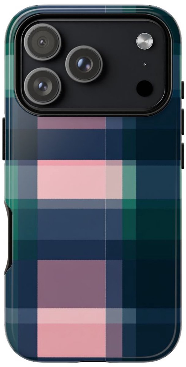 Smaragdgroen en Roze Geruit Patroon – Telefoonhoesje Geschikt voor iPhone 17 Pro