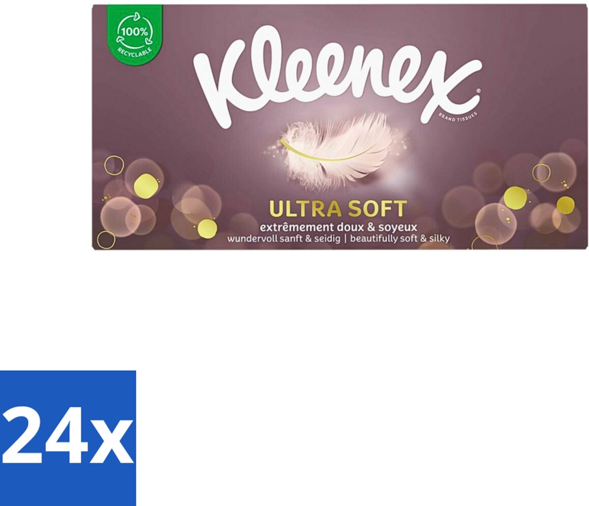 24 x Kleenex Tissues Ultra Soft 64 stuks per verpakking - Kleenex Ultrasoft Tissues - Zachte Tijden - Verkoudheid - Gezicht Opfrissen - Gevoelige Huid
