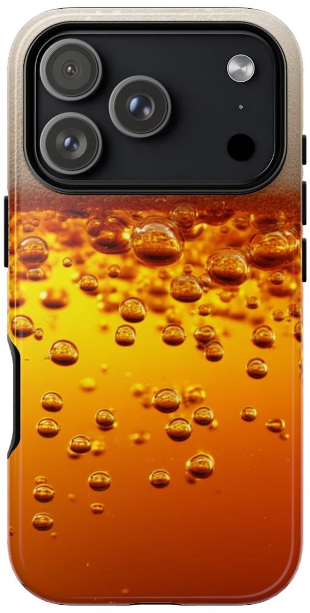 Amberkleurige Bierbellen van Dichtbij – Telefoonhoesje Geschikt voor iPhone 17 Pro