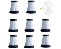 HEPA Filter - 8 Stuks - Geschikt voor Moosoo K12 K12 PRO K13 - Stofzuigerfilter - Stofzuiger Accessoires - Vervanging Filter - Voor Handheld Draadloze Stofzuiger - Met Filterborstel