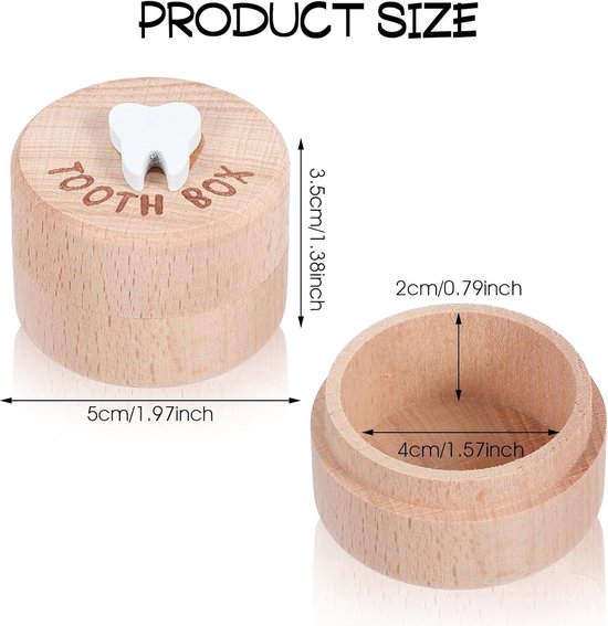 Tandenfee-doosje, schattig gesneden houten doosje met 3D-tand, bewaart verloren tanden, souvenir, verloren tand-aandenken, opbergdoos, cadeau, peutertandencontainer voor verjaardag, baby, peuter, bewaart jeugdherinnering van Merkloos — afbeelding 5
