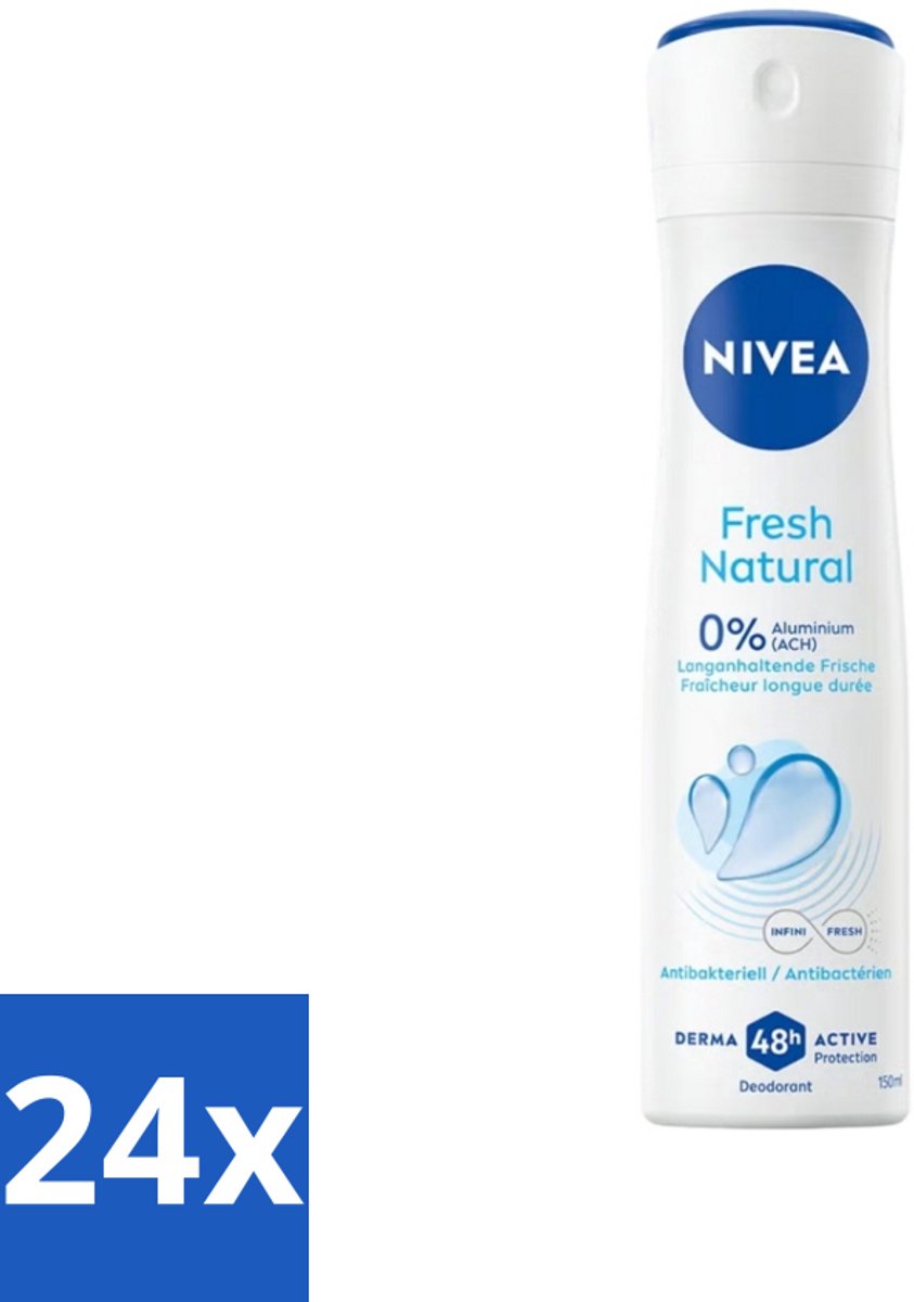 24 x Nivea - Deodorant Spray - Fresh Natural - 48 Uur Lang Werkend - 150 ml - NIVEA Deodorant Spray - Anti-transpirant - 48 Uur Bescherming - Frisheid - Natuurlijke Geur
