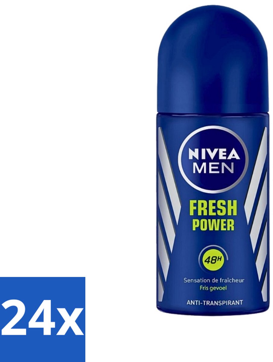 24 x Nivea - Men - Deodorant - Roller - Fresh Power - 50 ml - 48 Uur Bescherming - Anti-transpirant - Deodorant Roller - Mannelijke Geur - Frisheid