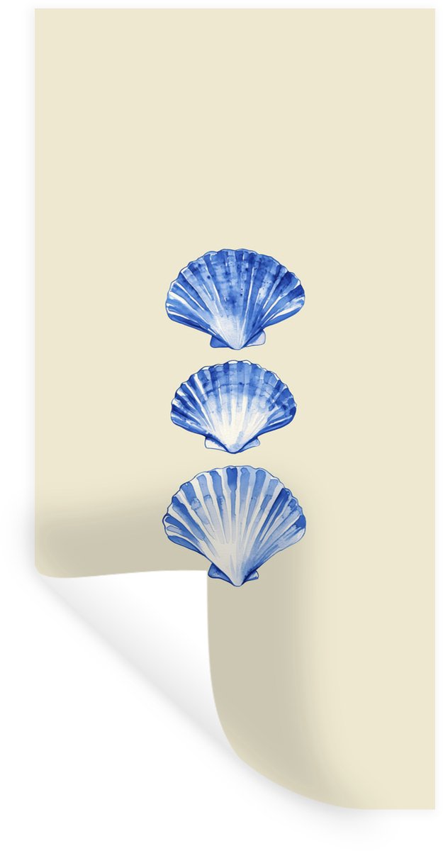Muurstickers - Sticker Folie - Schelpen - Blauw - Beige - 60x120 cm - Plakfolie - Muurstic