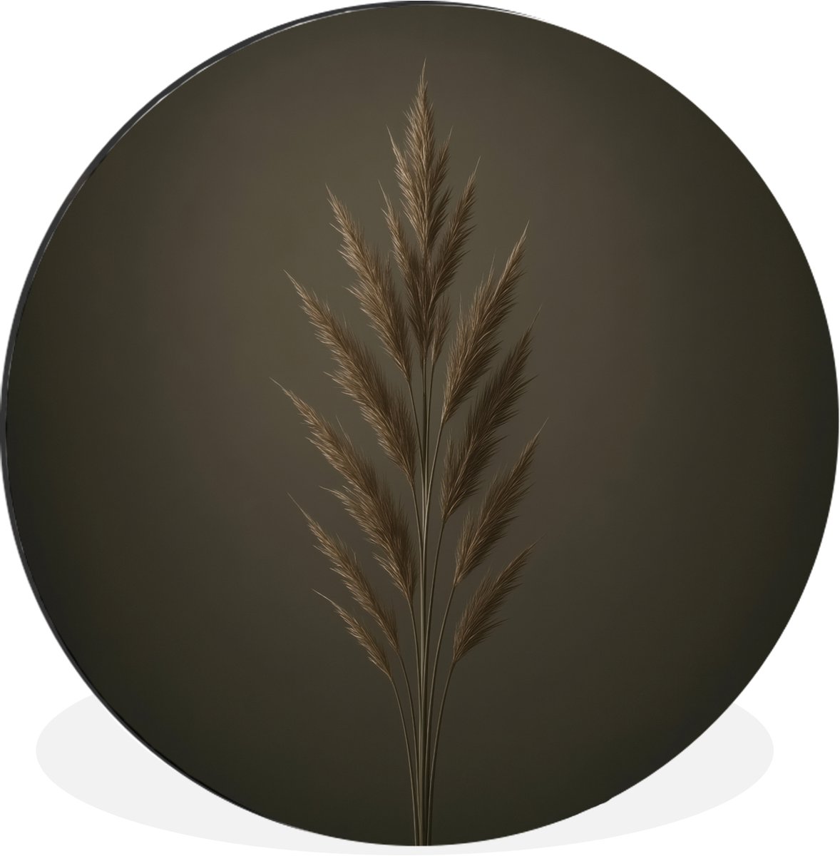 WallCircle Wandcirkel - Muurcirkel - Tak - Pluimgras - Donkerbruin - Aluminium - Dibond - 120x120 cm - Binnen en Buiten