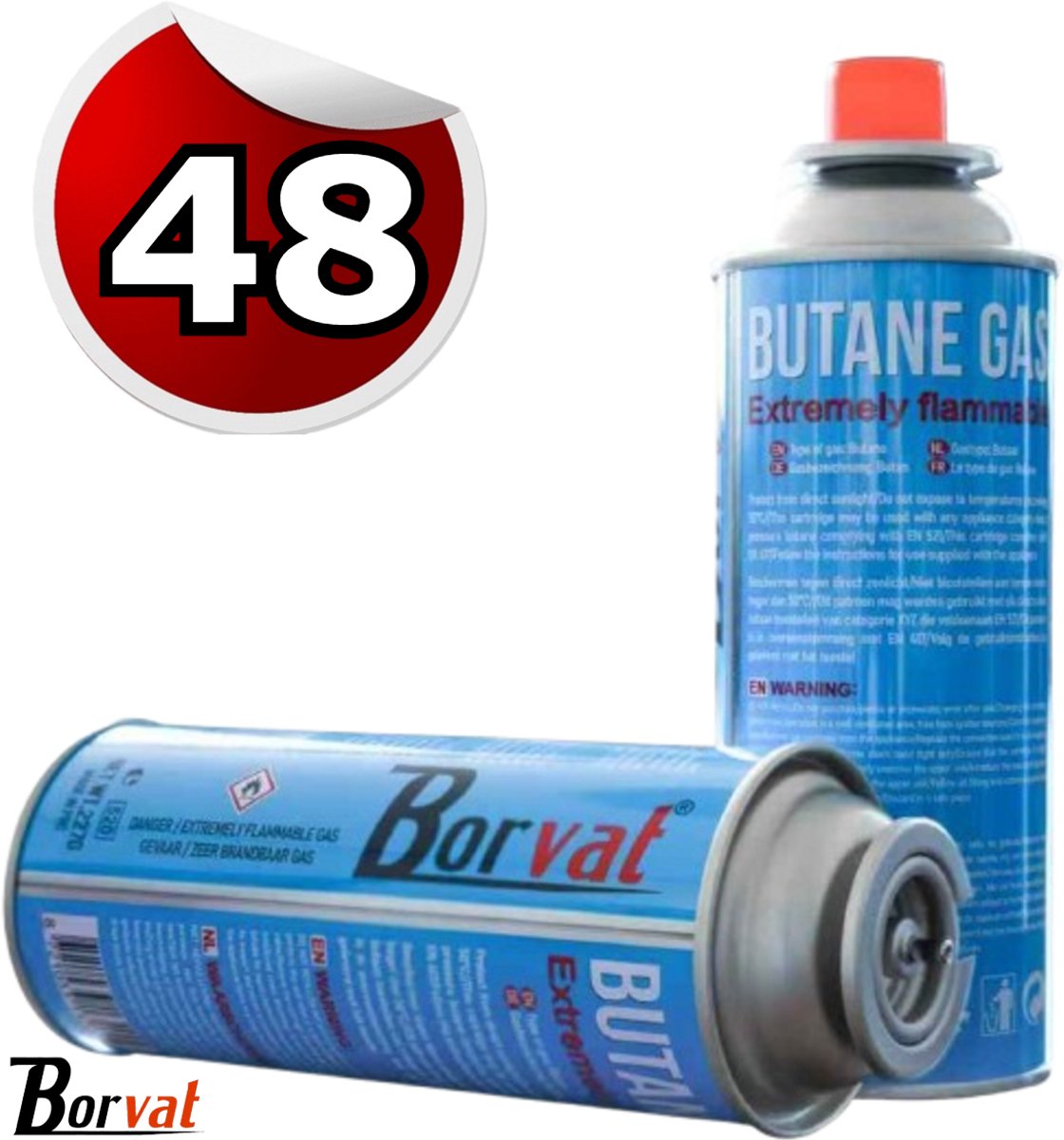 Borvat® - Gasfles butaan gasbus met inhoud van 227gram - 48 stuks in de verpakking