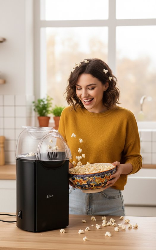 Popcornmachine Hetelucht 1200W - Popcorn Maker zonder Olie - 2L - BPA-vrij - Anti-aanbak - Zwart - Zilan ZLN8045 — afbeelding 4