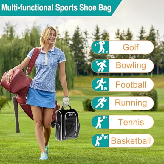 Golfschoenentas voor Sport en Reizen - Ruime Tas met Ventilatie en Dubbel Buitenvak van Merkloos — afbeelding 3