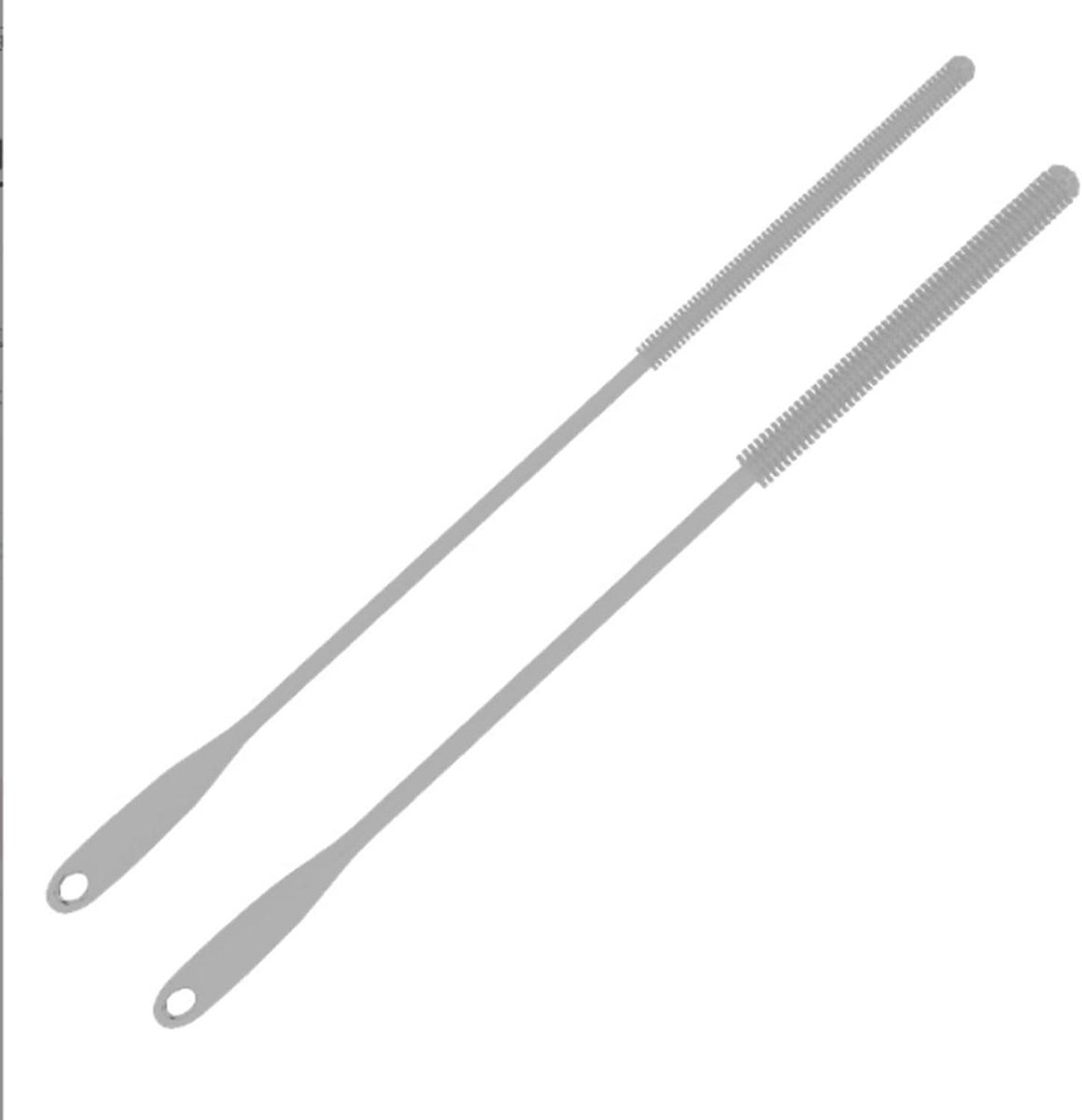 2-pack grijze siliconen reinigingsborstels - 24 cm - vaatwasmachinebestendig - flexibele dubbelzijdige borstel voor drinkflessen, rietjes en babyflessen