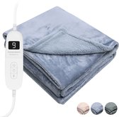 STAUS&BACH Elektrische deken 3XL - 2 persoons bovendeken - Dubbelzijdig Fleece Sherpa Warmtedeken - Grijs blauw - 180x160 cm PowerNap