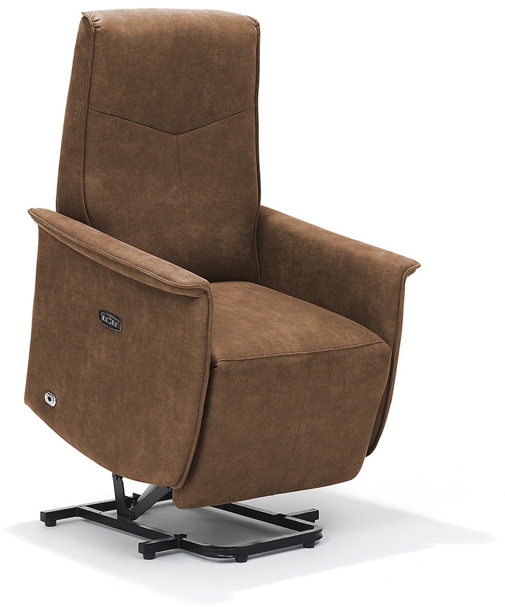 Relaxfauteuil Jens – Microleder – Sta-op stoel - Elektrisch Verstelbaar – Met accu – 2 Motoren – Luxe Comfortstoel – Cognac – foto 2
