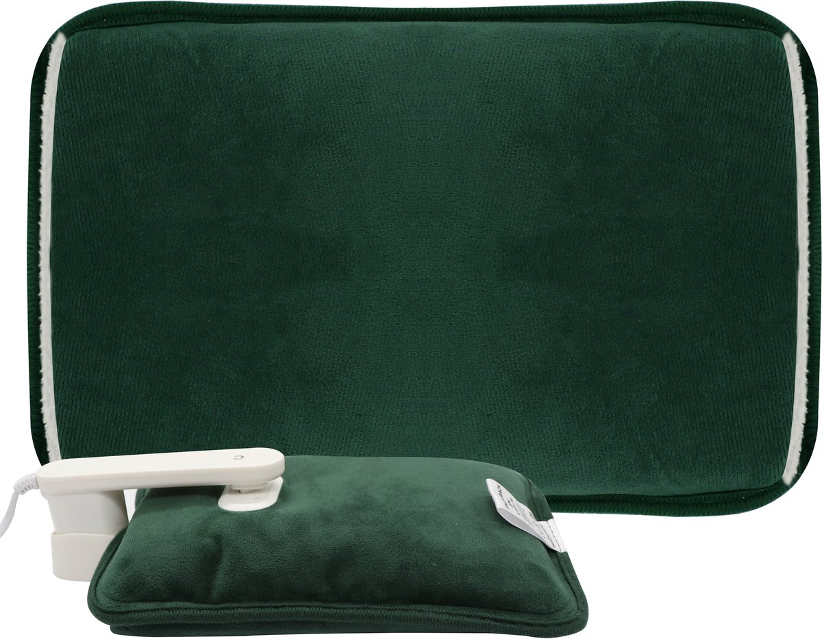 STAUS&BACH Aura - Elektrische kruik met hoes voor je handen - Fleece - Warmwaterkruik baby - Babykruik - Groen