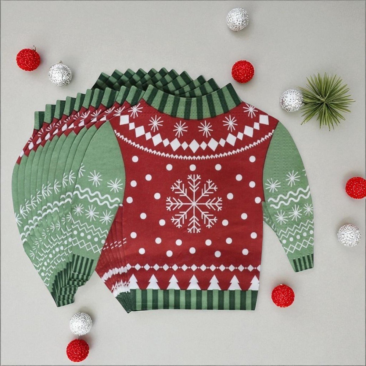 Image of 5-Pack Kerst servetten kersttrui - 33x33 cm - Kerstaccessoire