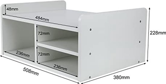EasyPAG Desktop Hout 2 Tier Printer Stand/Fax Plank, Kantoorbenodigdheden Organizer A4 Papier Houder, Wit, 508x380x230mm
