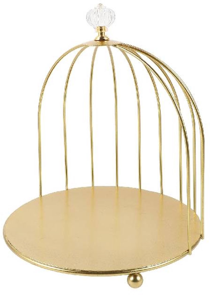 Vintage ijzeren vogelkooi taartstandaard - gouden cupcake dessert serveerschaal - gouden tafelstandaard - decoratieve fruitschaal - vogelkooi