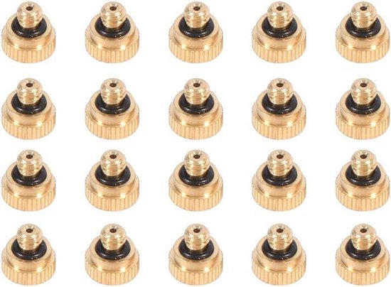 Dailygoods- Misting Nozzles 20 stuks - Lekvrije Messing/roestvrij staal - Verstelbare opening 0,2mm/0,6mm - Voor koelsysteem - Geschikt voor buitengebruik - Inclusief zelfafdichtende o-ring - Nevelsproeier van Dailygoods — afbeelding 3