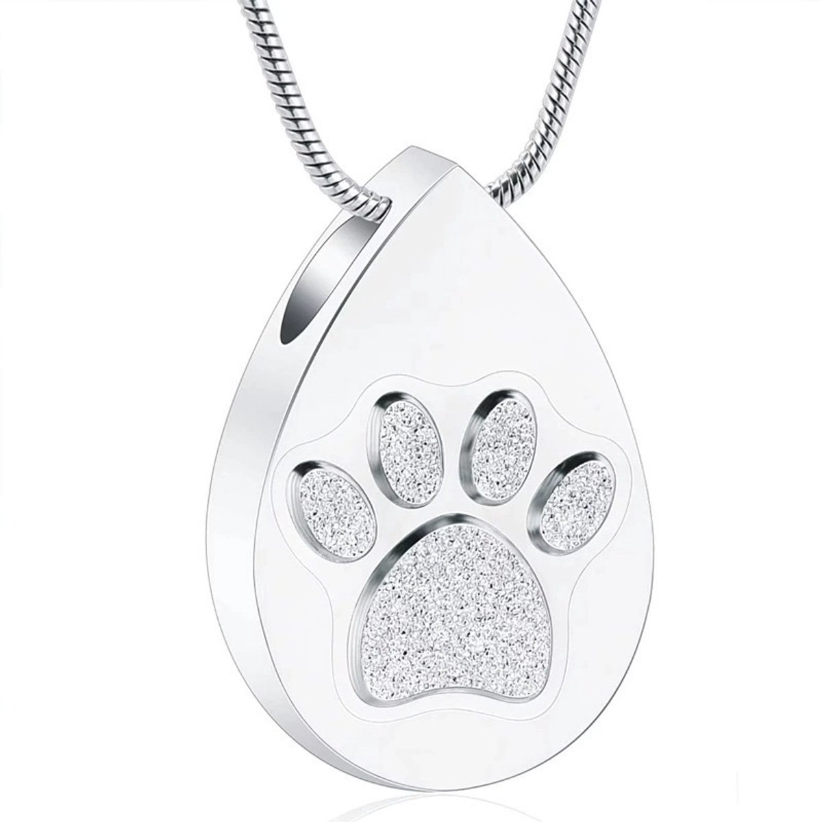 Dutch Duvall | Assieraad druppel dierenpoot | Luxe ashanger | Assieraad | druppel dieren poot | Ashanger | gedenksieraad | met ketting en vulsetje | zilver kleurige assieraad