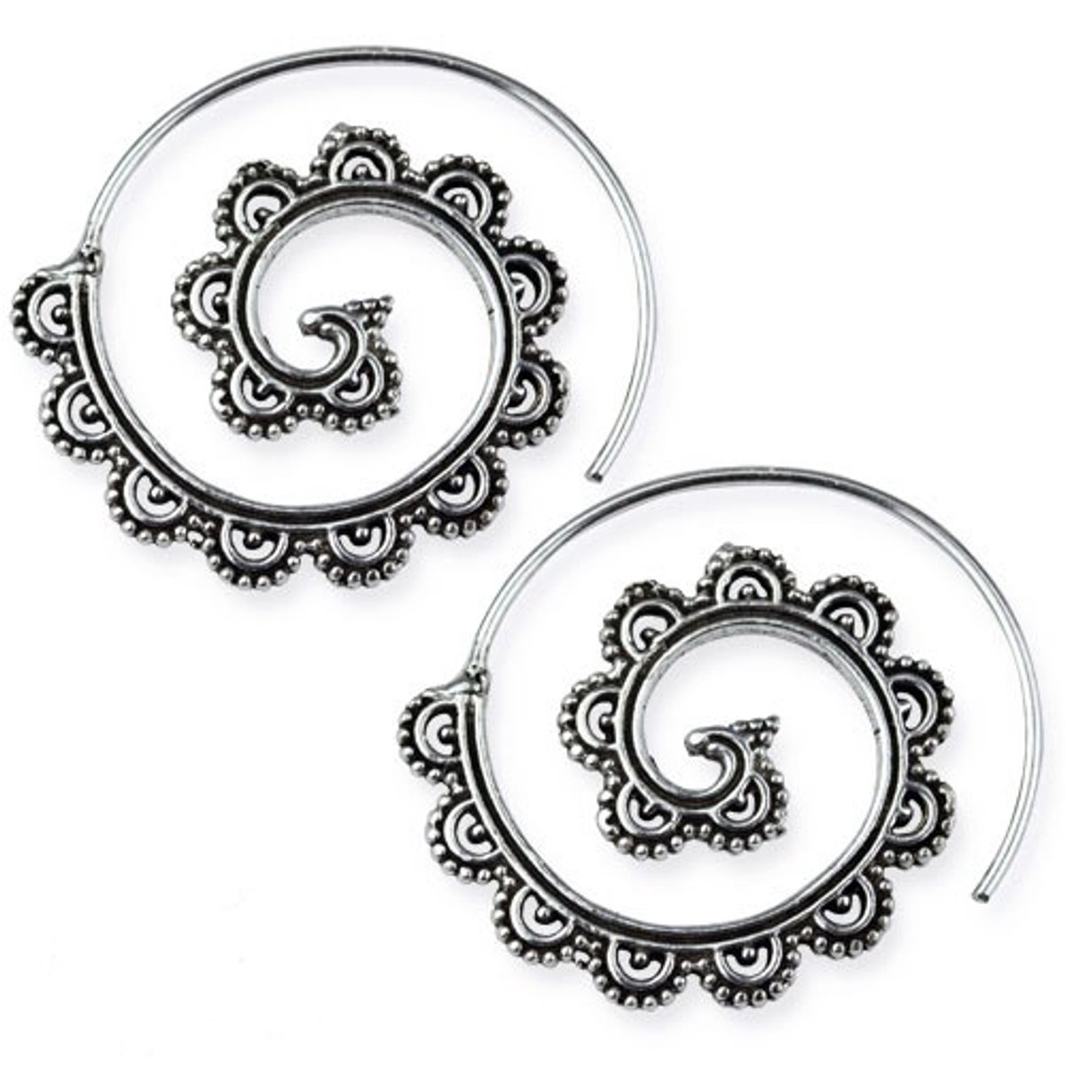 Zilveren oorbellen spiraal Ornament(O1001)