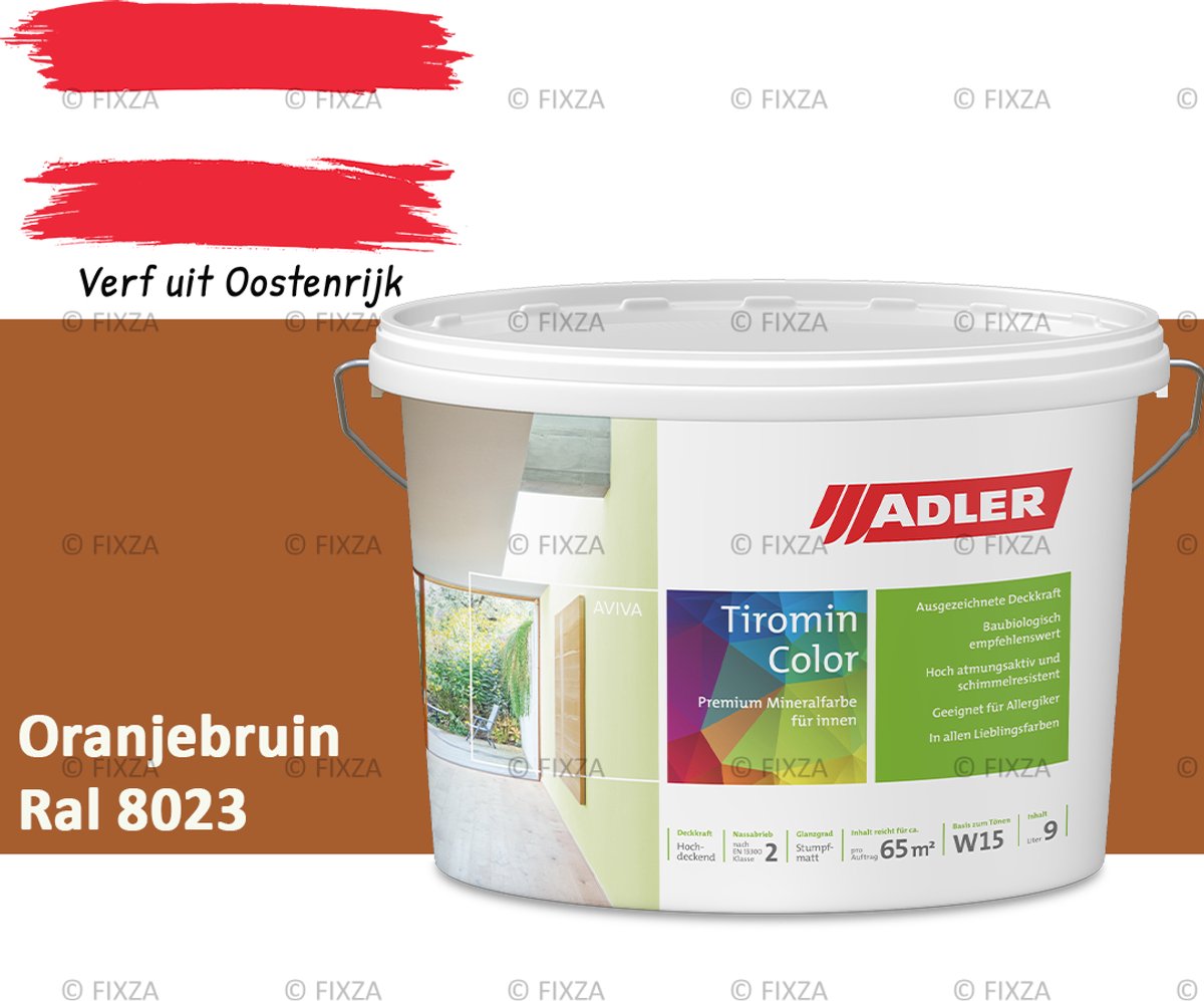 ADLER Aviva Tiromin-Color Silicaat Muurverf Binnen – 1 Liter – RAL 8023 Oranjebruin, Hoogdekkende & Ademend – Ecologische Schimmelwerende Wandverf