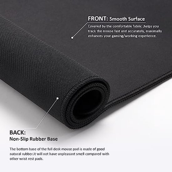 Grote XXL Gaming Muismat 900 x 400 mm - Antislip Rubberen Basis met Gestikte Randen voor Gaming en Kantoor — afbeelding 4