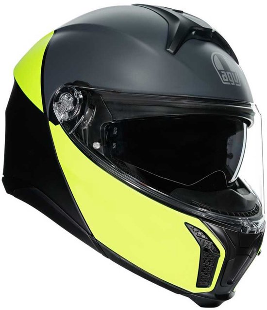 Casque moto AGV Tourmodular Perception noir mat jaune fluo casque système XL