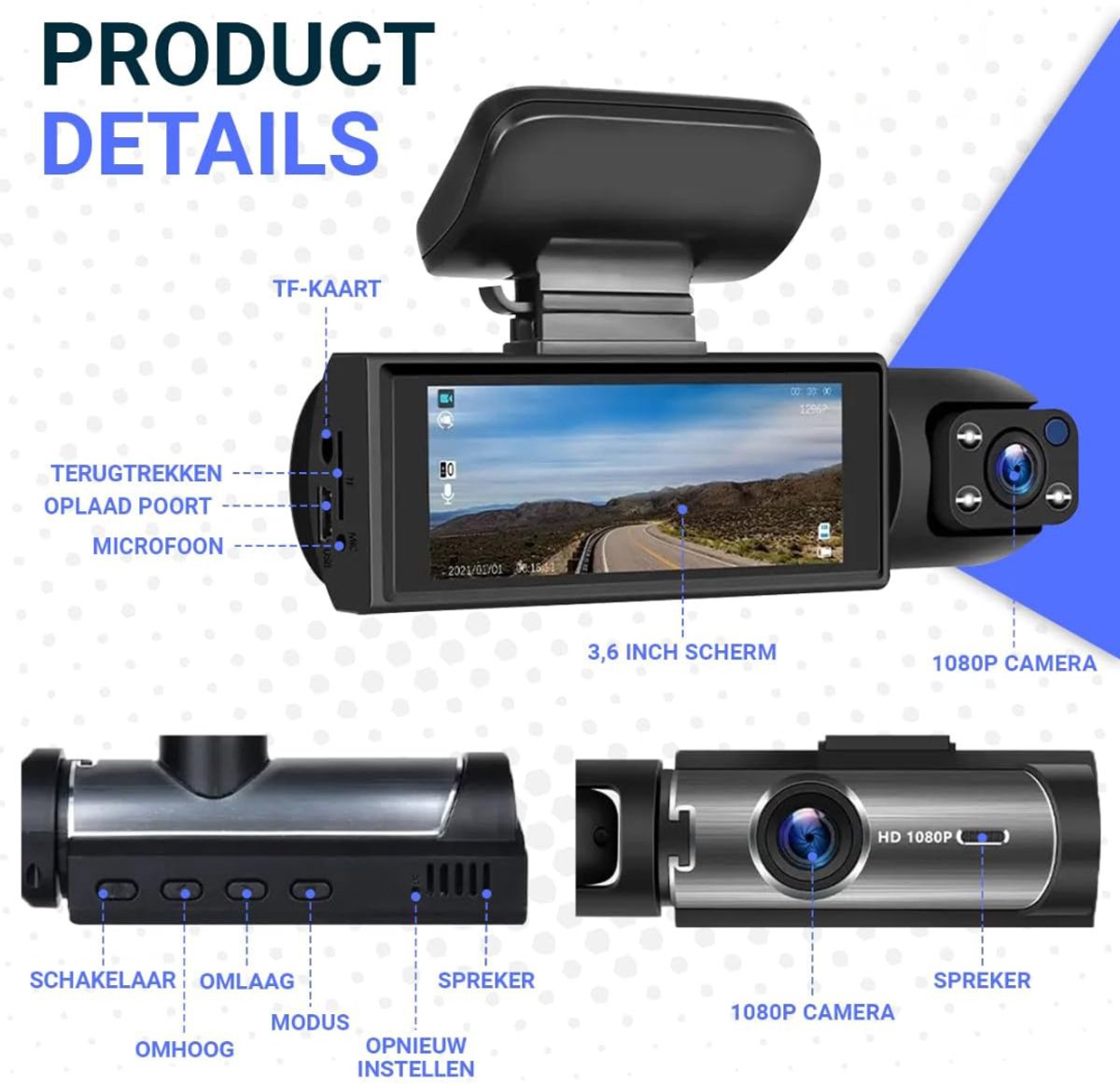 Dashcam voor Auto - Dual - Camerabewaking - Full HD - Zwart – foto 7