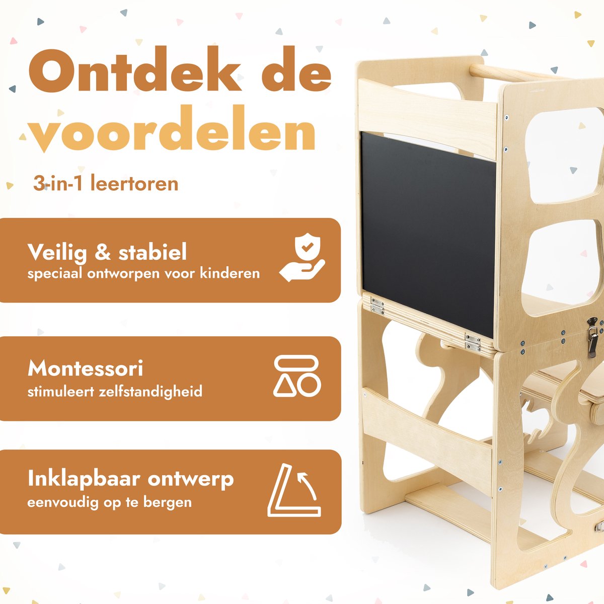 Leertorens - Keuken - Lindehout - Baby - Inklapbaar - Klapstoelen