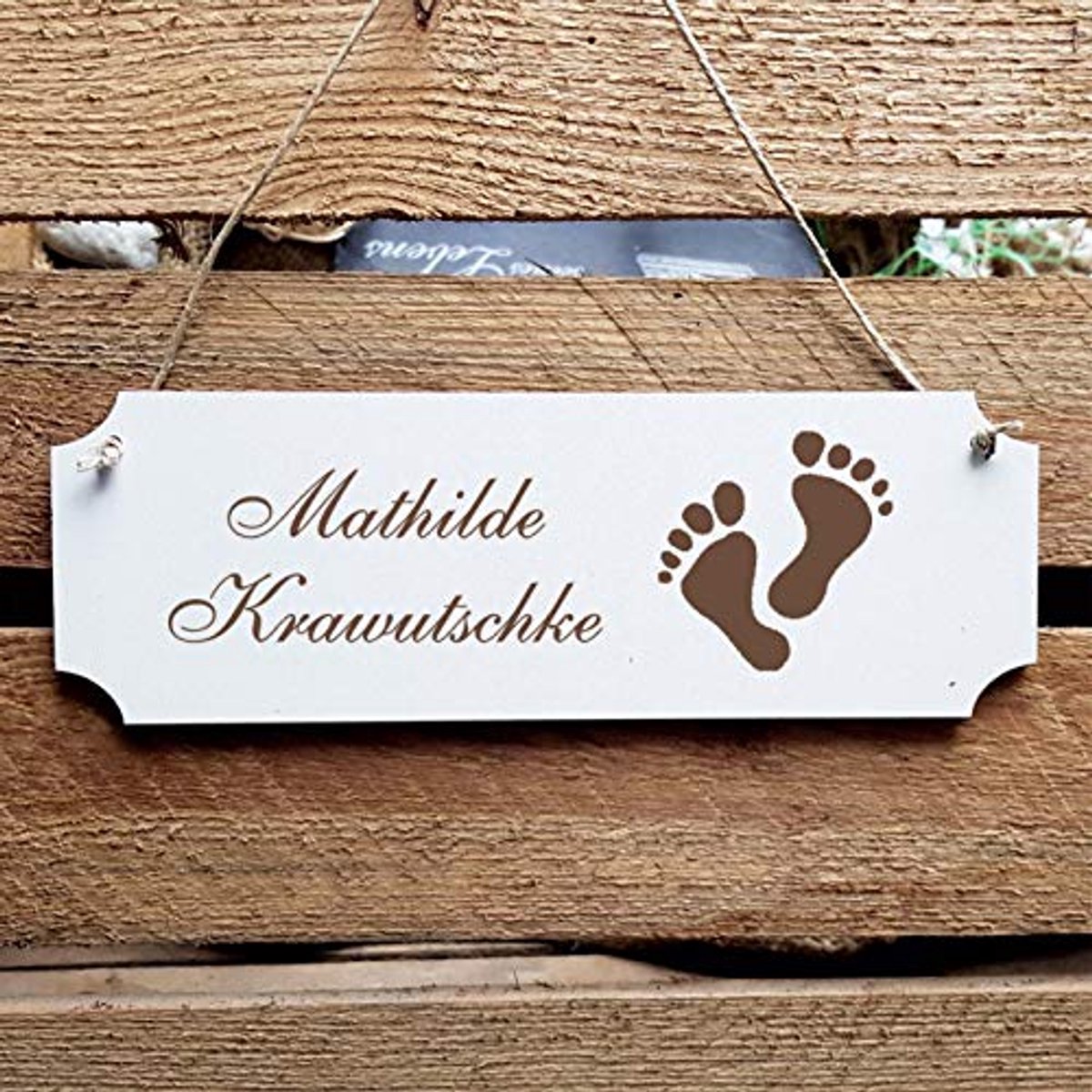 Voetverzorging Deurbordje met Persoonlijke Gravure - Shabby Chic Naambordje voor Binnen