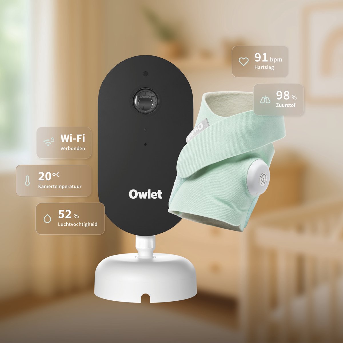 Owlet Dream Duo - 2K babyfoon met hartslag monitoring thumbnail 6