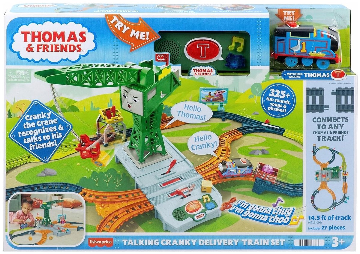 Thomas & Friends Talking Cranky Delivery Train set - Motorized - 4,4 m lange baan