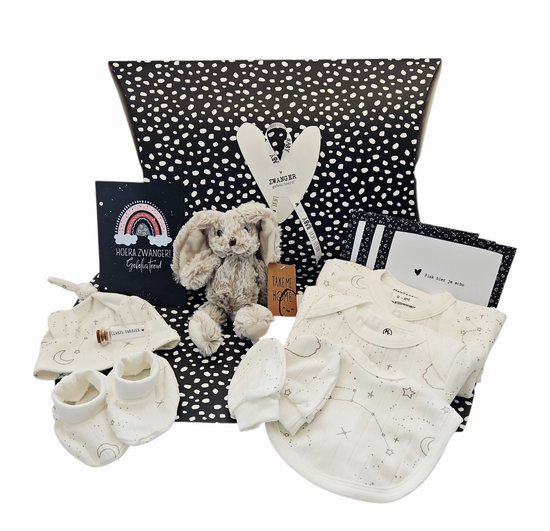 Hoera Zwanger XL geschenkset unisex - cadeau voor aankomende mamma - zwangerschap verwen pakket - baby moeder cadeau - baby geschenk set kleding unisex - 10 in 1 cadeau van Geminigifts. — afbeelding 4