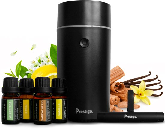 Prestigo Autoparfum Set - Auto parfum Diffuser en clip - 6 geuren - Slim, Stil & Hervulbaar - met navulling - Auto geurverfrisser
