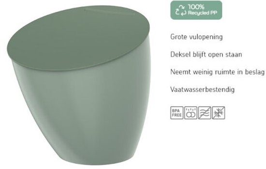 Poubelle Mepal Calypso – 2,2 litres – Poubelle à poser avec couvercle – Poubelle durable – Noir nordique