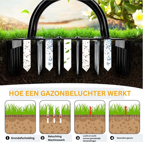 DailySupplies® Prikrol - Gazonbeluchter - Gras Beluchten - Gazon Beluchter - Zwart en Geel van DailySupplies® — afbeelding 3