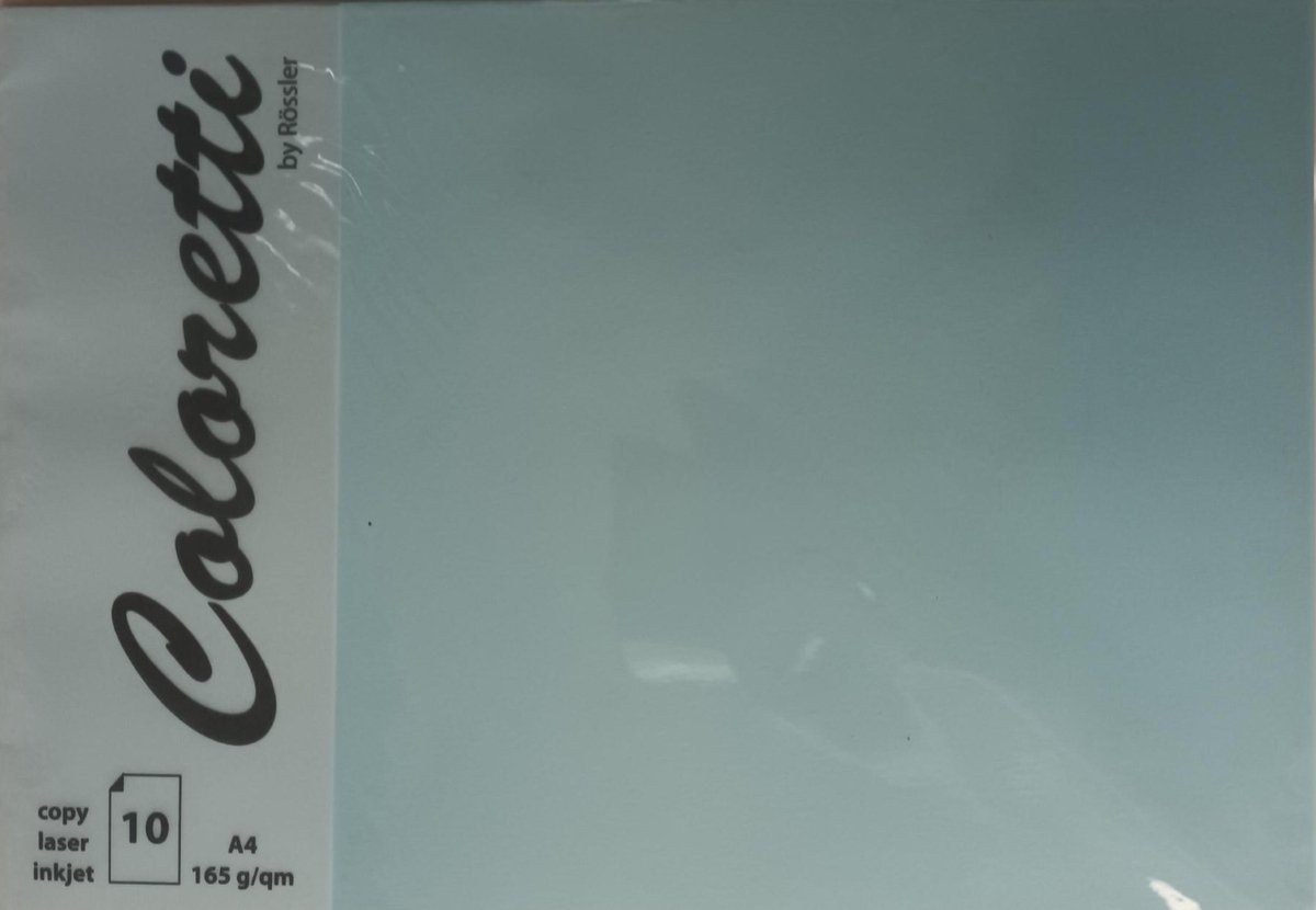 Papier - Kleur Hemels Blauw - Himmelblau - Gekleurd - Coloretti - 165gram - 10 vellen - Formaat A4 - 210x297mm - 220726547 - Rossler Papier