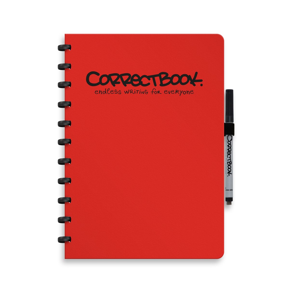 Correctbook a4 uitwisbaar notitieboek - horizon red - blanco - herbruikbaar schrift - inclusief pen & wisdoekje - aanvulbaar met extra pagina's