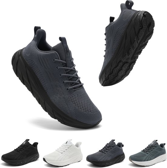 Geweo Sportschoenen Heren/Dames - Hardloopschoenen voor Brede Voeten - Comfort & Demping - Ideaal voor Hardlopen & Training- Zwarte - 40