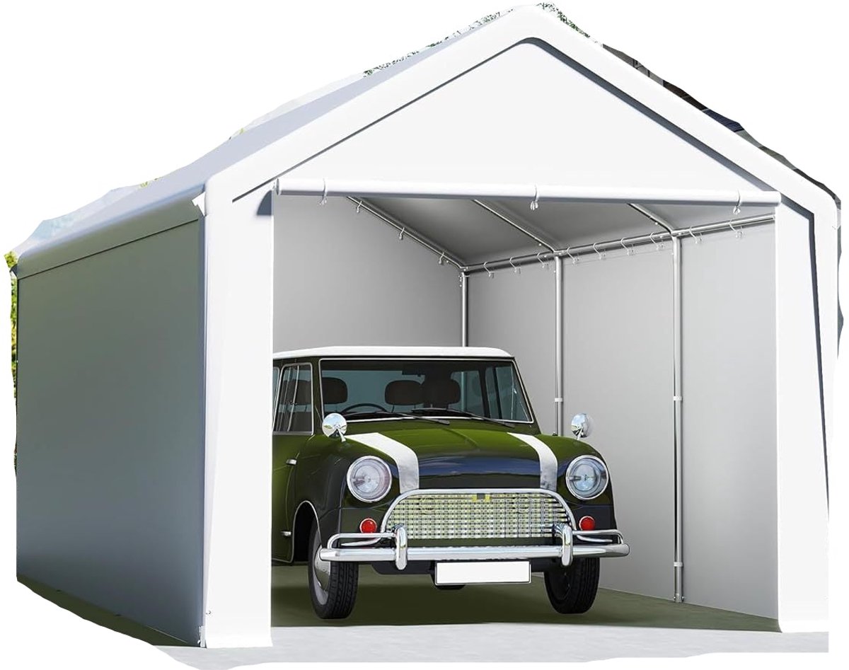 Carport – Tentgarage – Overkapping – Opslagtent – Beschermingstent – 4x6 Meter – Stevig Stalen Frame – Waterafstotend PE Zeil