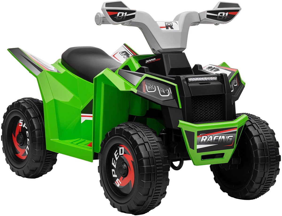 HOMCOM Elektrische kinderauto Kunststof, Metaal 70L x 41,5B x 48,5H cm Groen