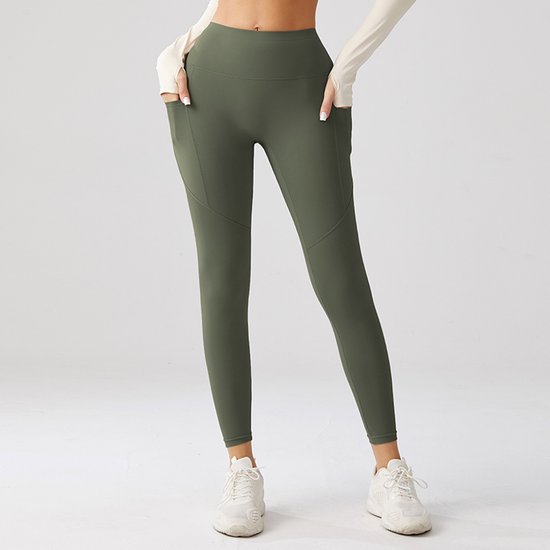 Sportlegging met zakje dames - Sportkleding dames - Sportbroek dames - High waist Sportlegging - Shape legging - Hardloopbroek dames - yoga legging dames - Groen Maat L - Gym Revolution — afbeelding 3