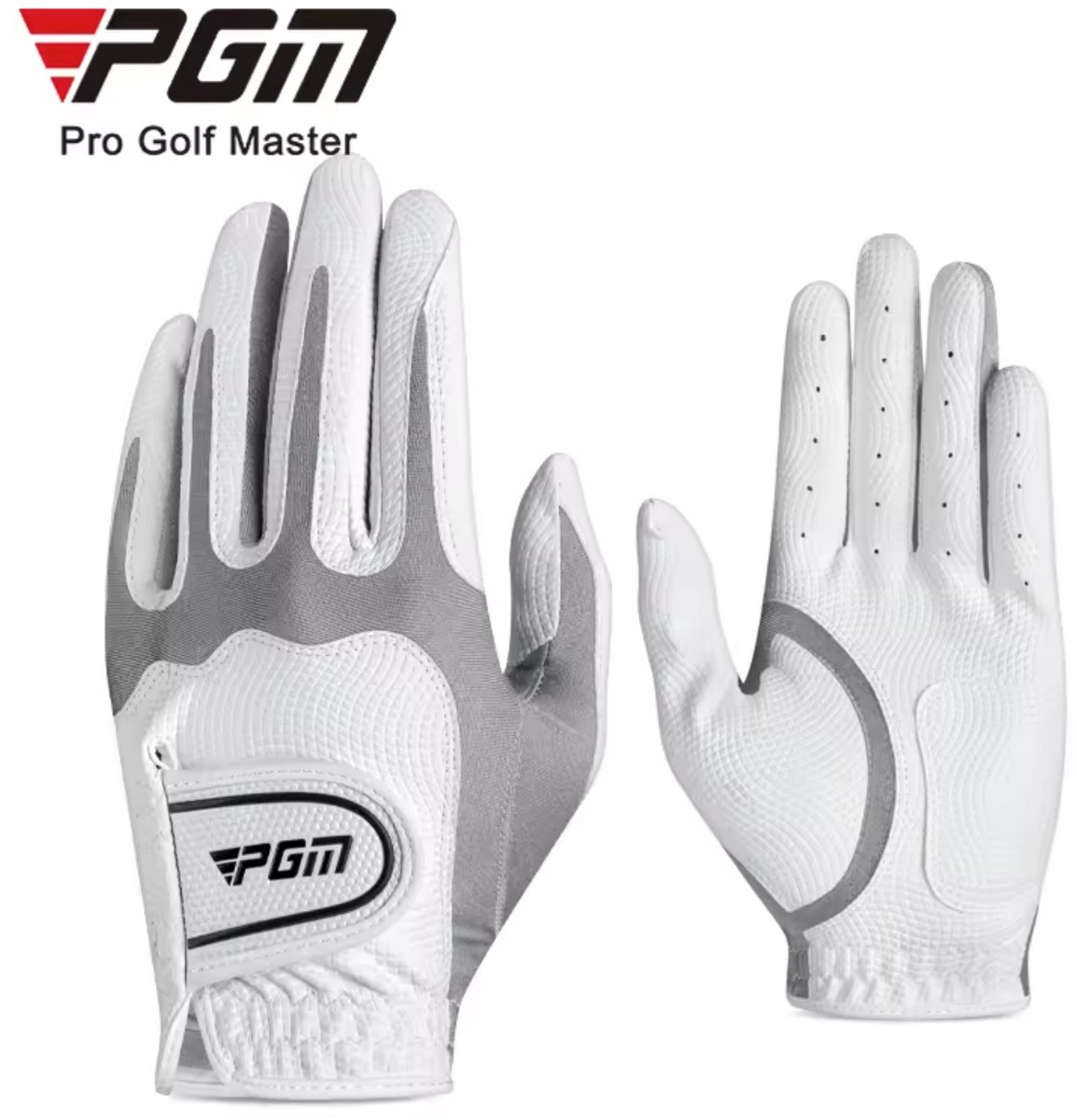 PGM Golfhandschoen links – Wit Grijs – Maat L – Perfecte Grip en Stijl