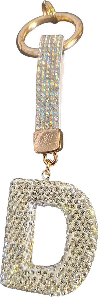 Sleutelhanger Letter D STRASS | SLeutelhanger met jouw Letter | Gepersonaliseerd Cadeau | Moederdag cadeau | Verjaardagscadeau | Persoonlijk cadeau | Persoonlijk Geschenk | Tashanger | Sleutelhanger | Bedankt cadeautje