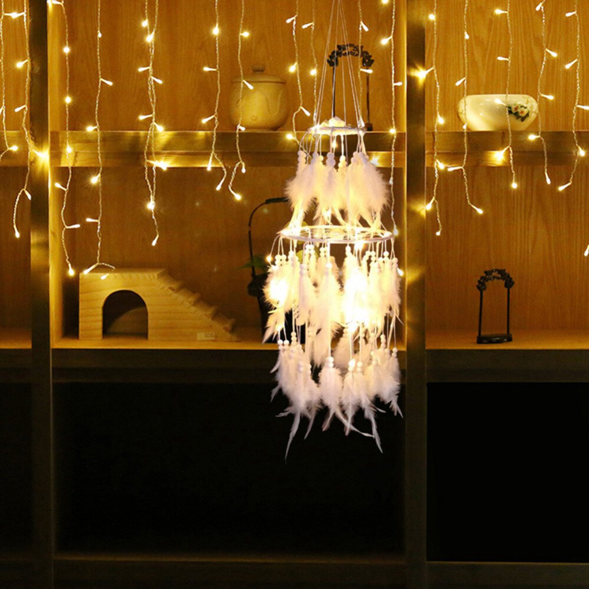 Dromenvanger LED-verlichting Dromenvanger Veer Slaapkamerdecoratie DIY Cadeau